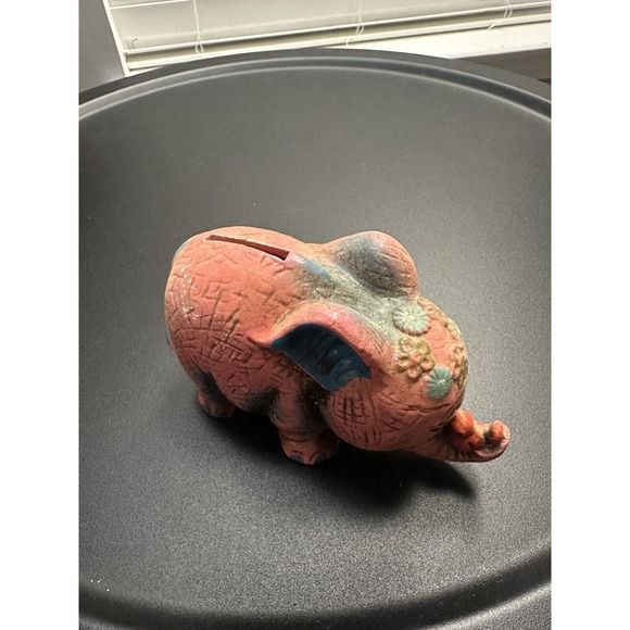 Pink Elephant VINTAGE Coin Piggy Bank Toy - Picture 2 of 6